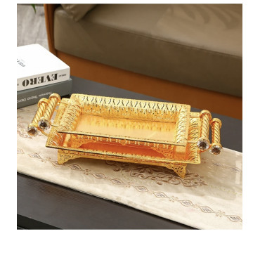 Golden Fruit Tray Retro Storage Metal Tray for Wedding Parties Ornaments Golden Fruit Tray Retro Storage Metal Tray for Wedding Parties Ornaments