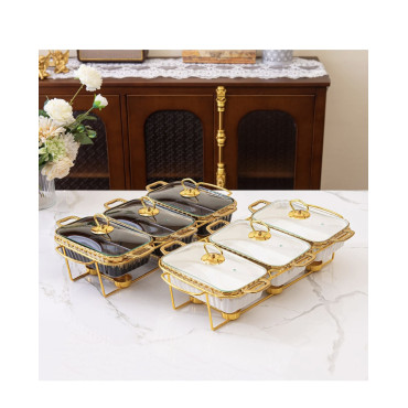 White & Gold Buffet Chaffing Dish Warmer Set White & Gold Buffet Chaffing Dish Warmer Set
