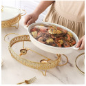 White Gold Ceramic Casserole Chaffing Dish Warmer