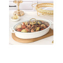 White Gold Ceramic Casserole Chaffing Dish Warmer