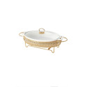 White Gold Ceramic Casserole Chaffing Dish Warmer